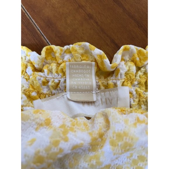 MICHAEL KORS Floral Dolman Puffy Sleeves Rudged Blouse Yellow Daisy Small - Picture 9 of 10